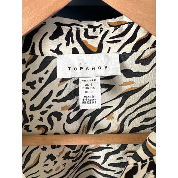 Top shop Zebra mini babydoll shirt dress 2 - Picture 2 of 6